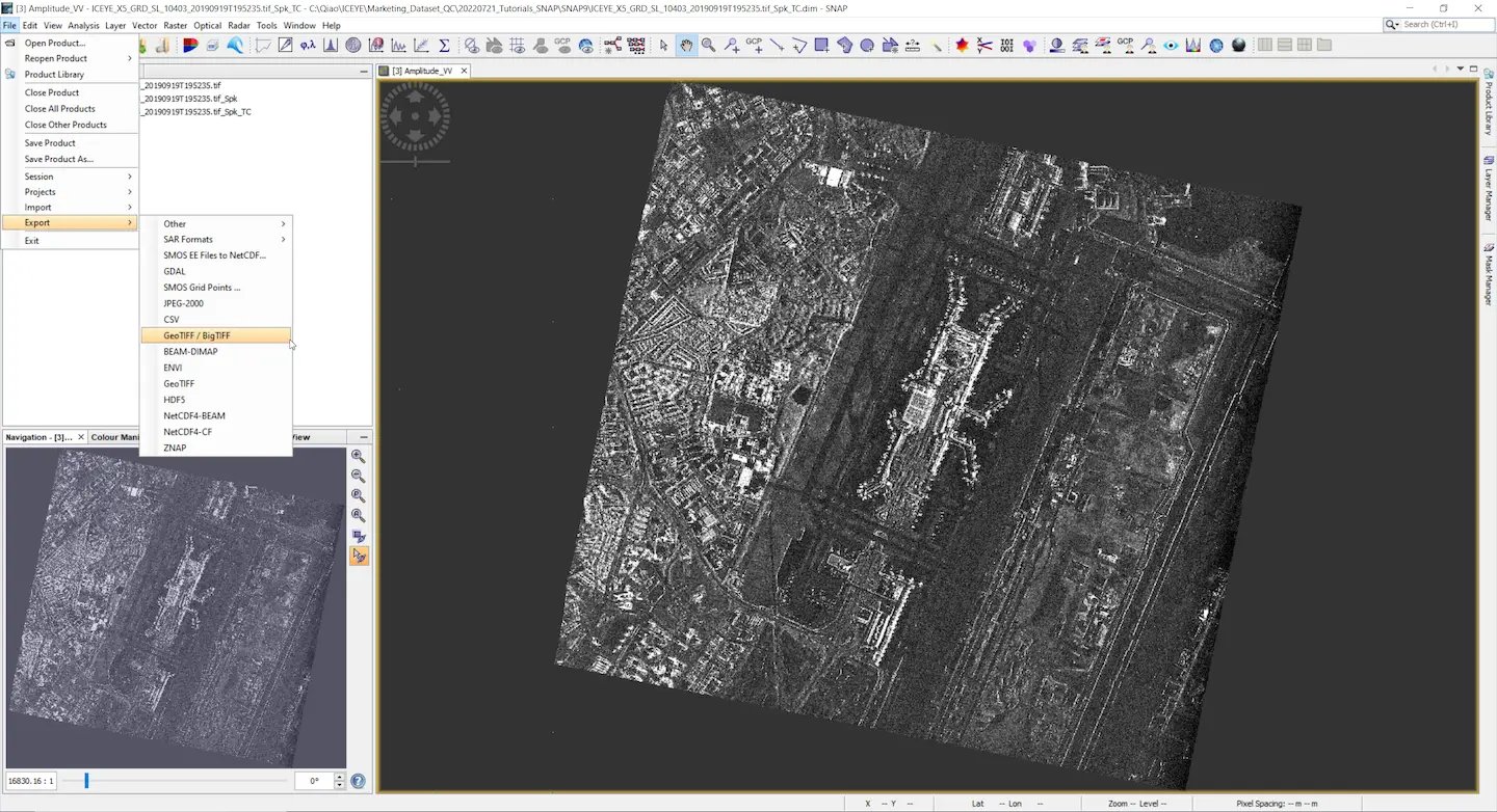 SNAP GRD 04 Export GeoTIFF BigTIFF