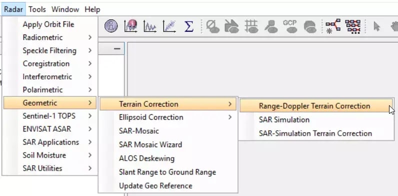 SNAP SLC 05 Terrain Correction Menu