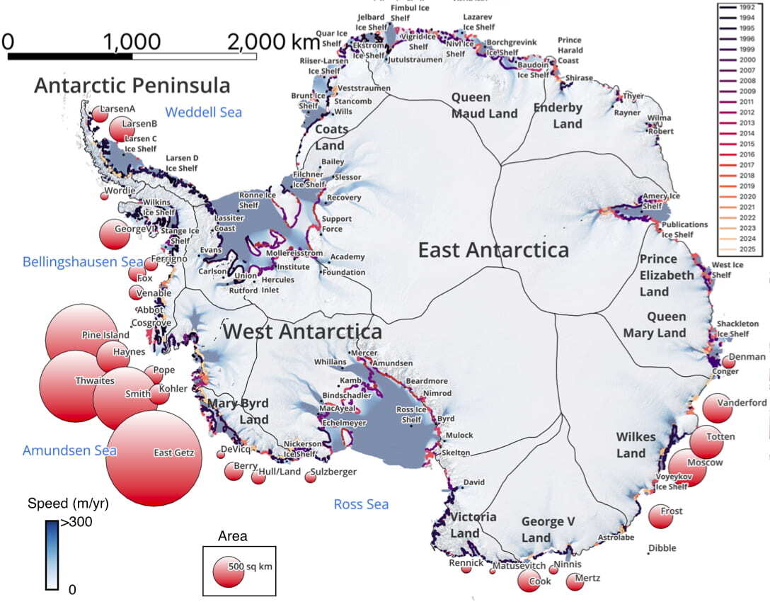 New 30-year Antarctic study reveals massive ice loss, uncovered by commercial satellite radar