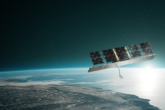 Satellite in space hovering over Earth.