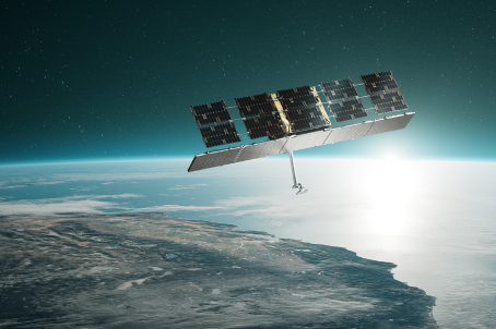 Satellite rendering in space over the US